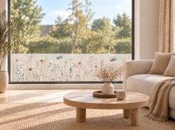 Zelfklevend textiel raamfolie verfijnde veldbloemen in naturel en blauw3